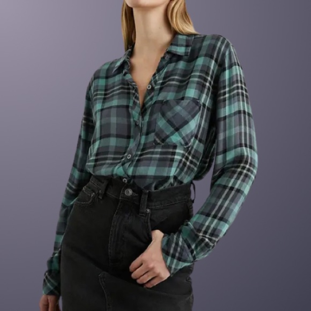 Rails Women's “Hunter” Plaid Button Down Long Sleeve Shirt Ultra Soft Lightweigh